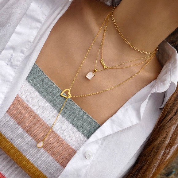 Gold Plated Paper Clip Necklace 